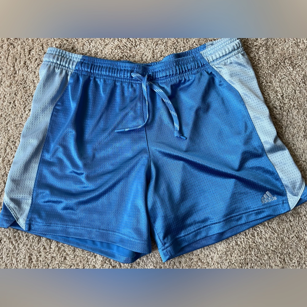 adidas Blue Athletic Mesh Shorts with Light Blue Panels